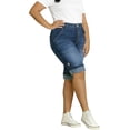 thumbnail image 6 of QERINTE Women Plus Size Jean Shorts Cargo Bermuda Shorts High Rise Casual Stretchy Womens Long Denim Shorts Summer Jorts, 6 of 6