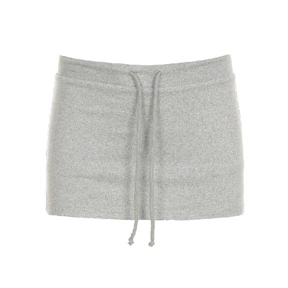 Cuteandpsycho Solid Lace-up Mini Skirts Sexy American Retro Basic Vintage Casual Short Bottoms Basic Casual A-Line Knit Clothing