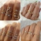 thumbnail image 2 of Conjunto de anillos bohemios de circón para mujer, anillo de Color dorado con letras de cristal, corazón, Luna, flecha, flor, joyería para amantes de la boda, regalos, 2 of 4