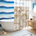 thumbnail image 5 of No Hook Shower Curtain, Brown Coastal Shower Curtains for Bathroom with See Through Top Window, Nautical Starfish Coral Jellyfish Shell Sea Waterproof & Washable Bath Curtain Narrow 54"x78", 5 of 9
