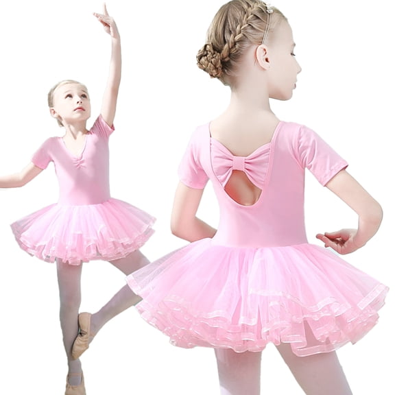 LYMAYTER Girls Leotard Kids Dance Tutu Dress Toddler Ballet Costume (Little Big Child) 3Y-11Y