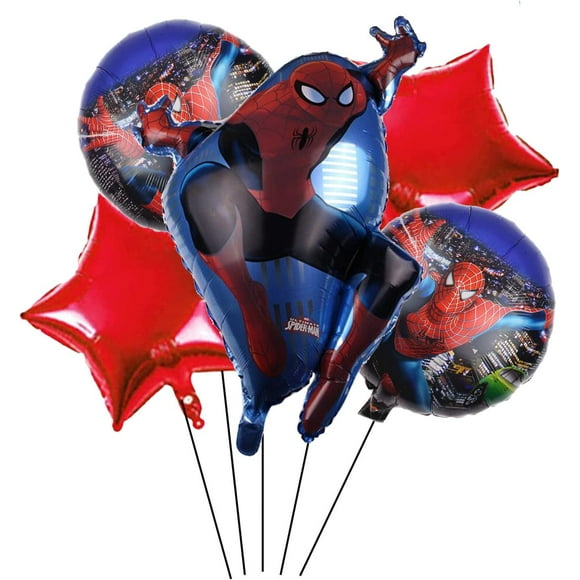 XUYIDAN 5 Pcs Spiderman Foil Mylar Ballons pour les Enfants Garçons Spiderman Parti sur le Thème Decoratio Partie Fournitures Faveur