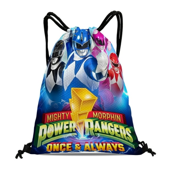 Drawstring Backpack for Mighty Morphin Power Rangers Sackpack Adults Women Men Party Favor Bags Sports for Gym Travel Swimming Hiking Camping Tote Bag 11.8 × 15.7 in