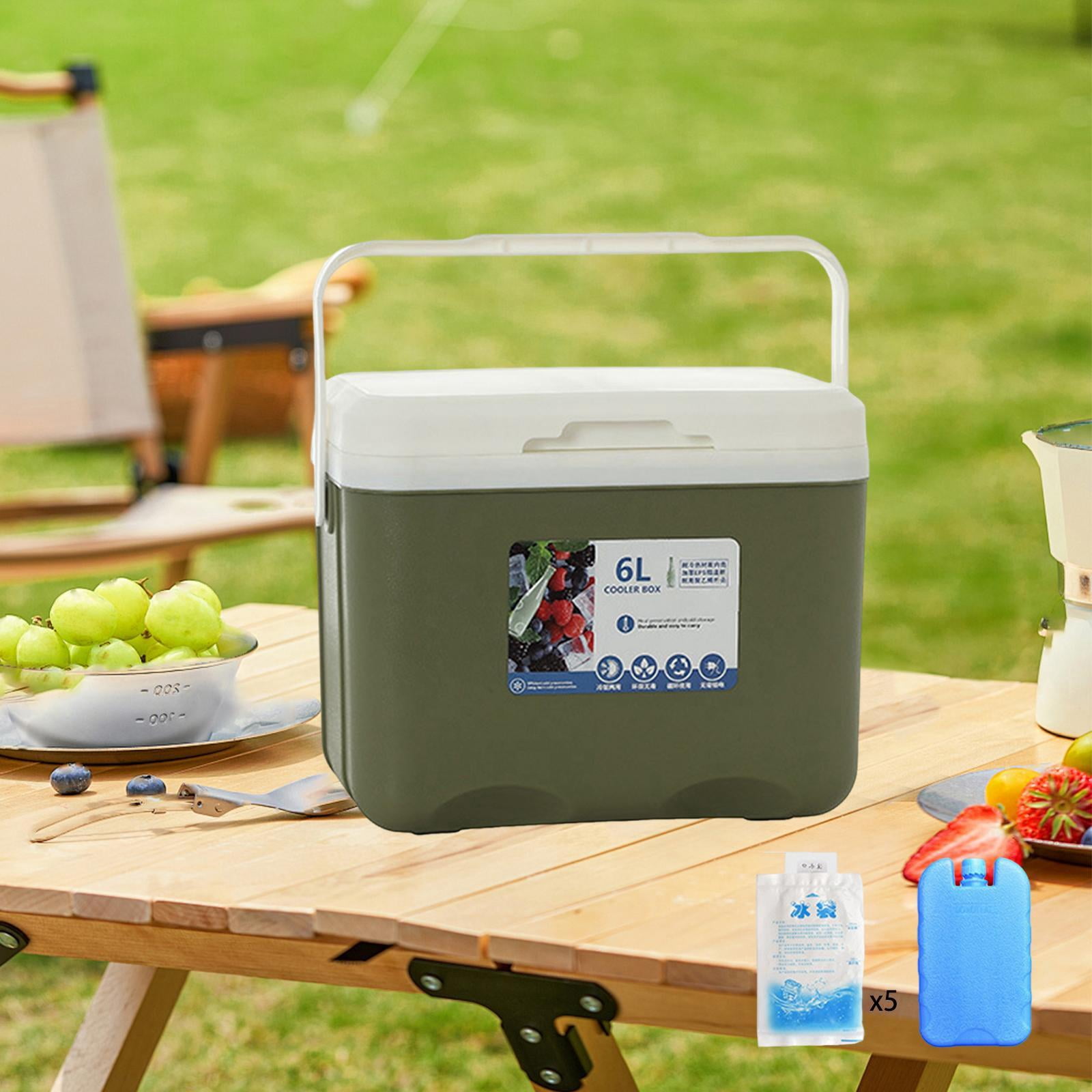QccHieUs Camp Cooler, Ice Chest Box, Portable for Freeze/Hot Food with Ice Pack Cold Case Green