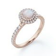 thumbnail image 4 of JeenMata 1.75 Carat Round Cut Australian Opal and Moissanite - Double Halo - Pave Setting Engagement Ring - 18K Rose Gold Plating over Silver, 4 of 7