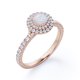 thumbnail image 4 of JeenMata Anillo de Compromiso de 1,75 Quilates con Ópalo Australiano de Corte Redondo y Moissanita, con Doble Halo y Engaste Pavé, Chapado en Oro Rosa de 18 K sobre Plata, 4 of 6