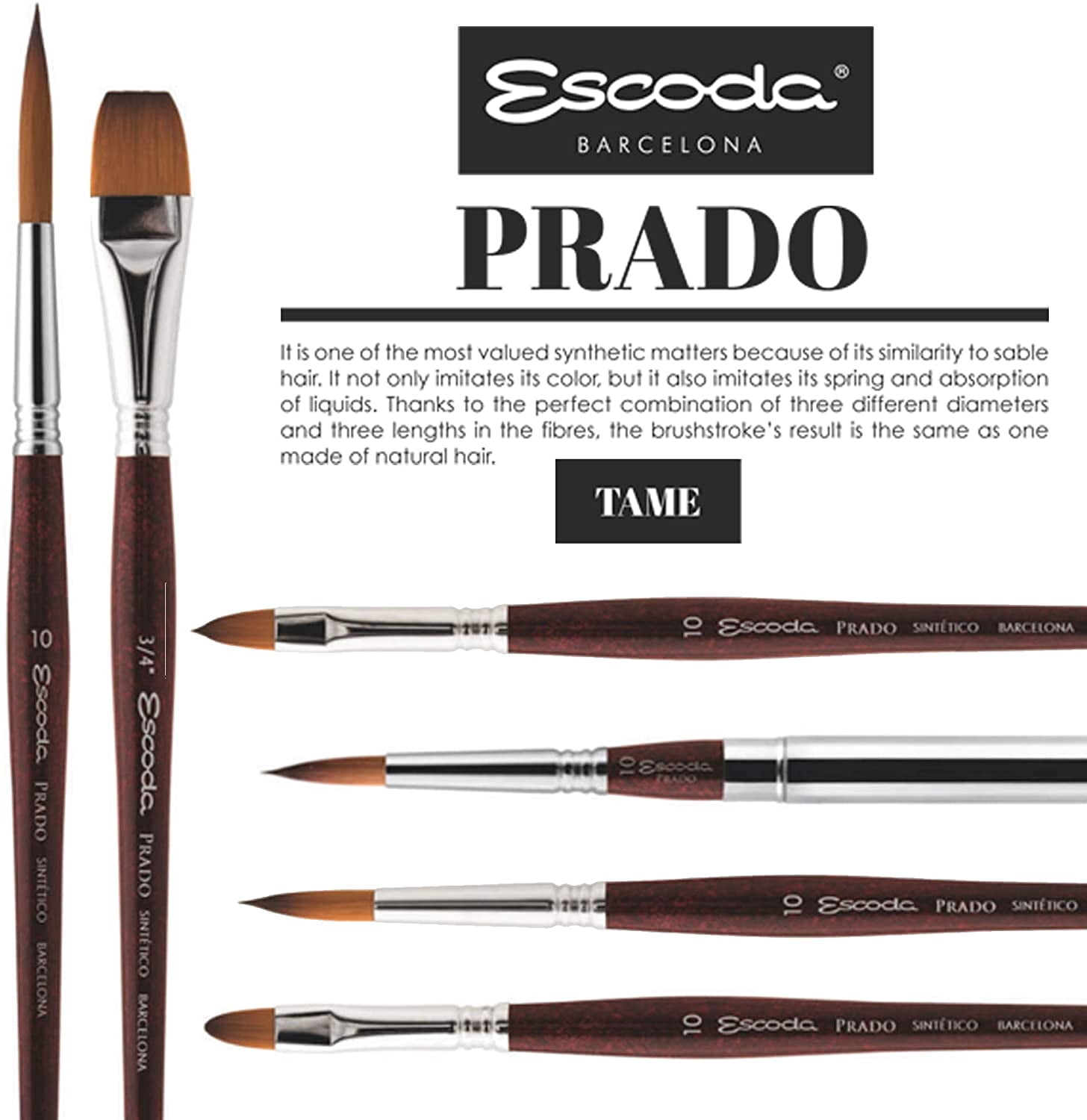 Escoda Prado Tame Synthetic Brush - Round, Short Handle, Size 14