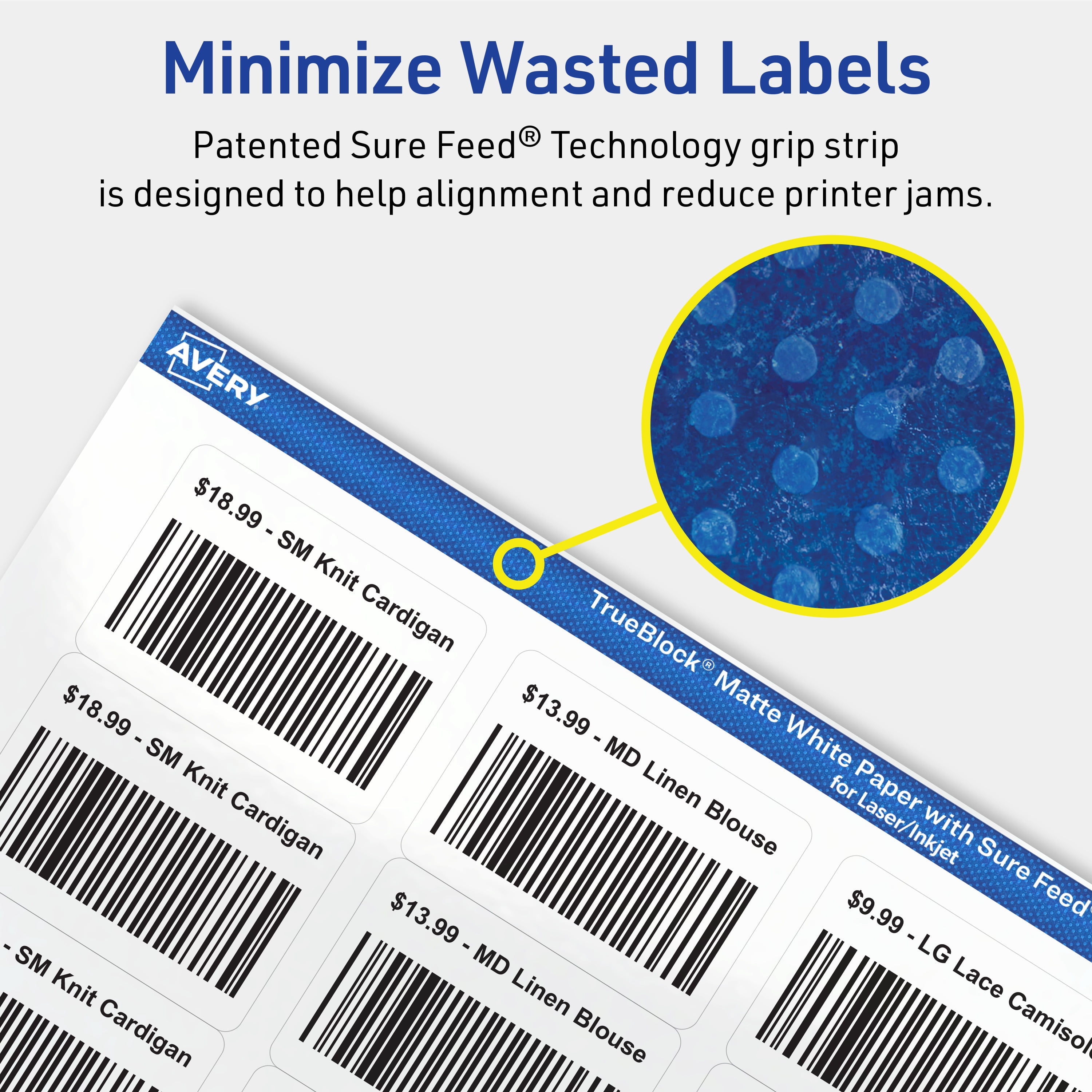 Avery TrueBlock Rectangle Labels, 1.25" x 1.75", 800ct
