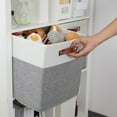 thumbnail image 5 of Storage Cubes 13 inch, Collapsible Sturdy Cube Storage Bins With Handles for Organizing,Fabric Storage Baskets for Shelves Nursery Closet Home Organization (White&Grey-4 Pack), 5 of 5