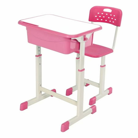 Clearance!Adjustable Student Homework Desk and Chair Kit Pink For children of 3-14 years old Children