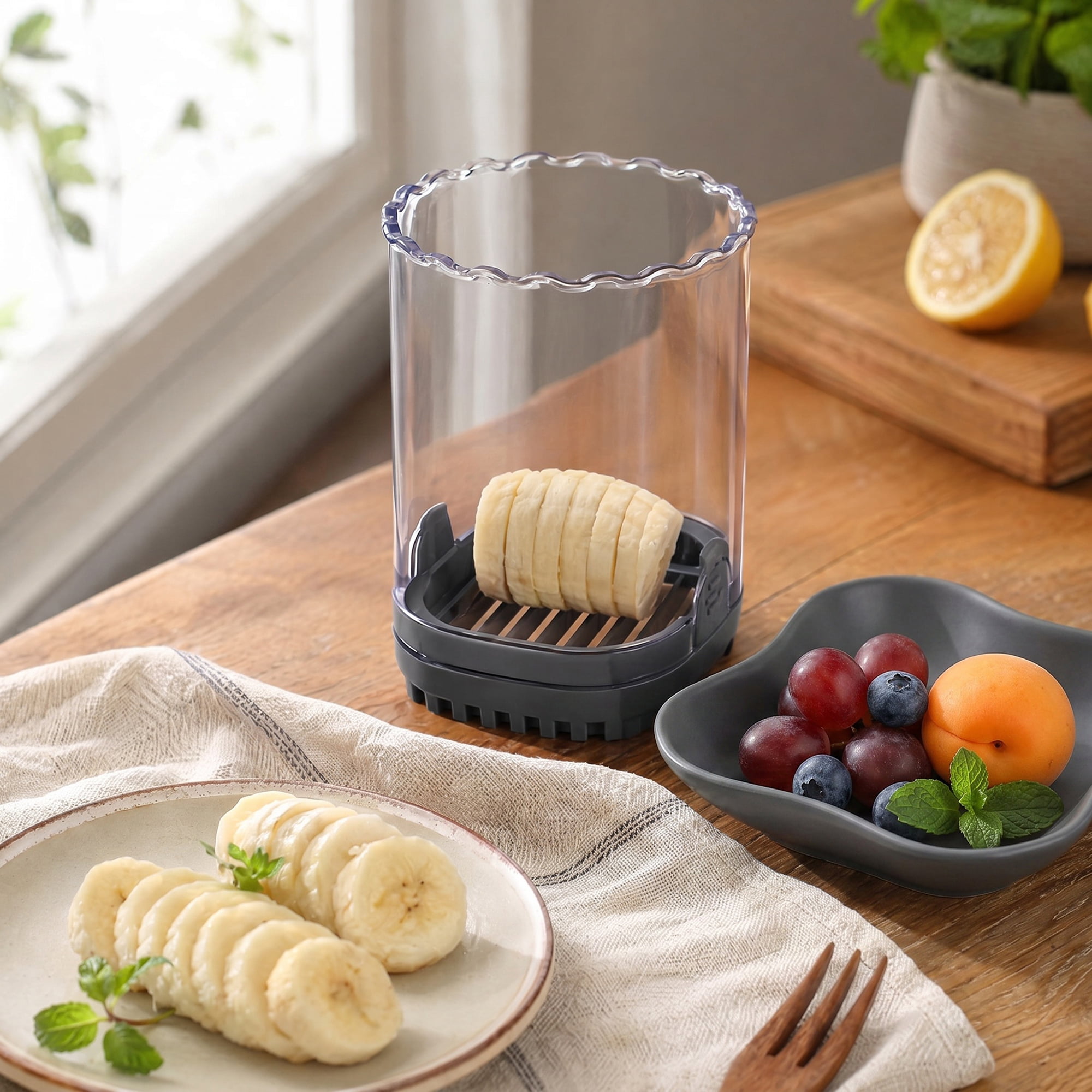Unique Bargains Vegetable and Fruit Chopper Food Processor Veggie Cutter Black
