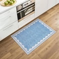 thumbnail image 2 of Scalloped Runner Rug 2'x3' for Hallway & Bathroom - Non Slip, Machine Washable Soft Carpet - Kitchen, Bedroom, Nursery Floor Mat (Blue), 2 of 7