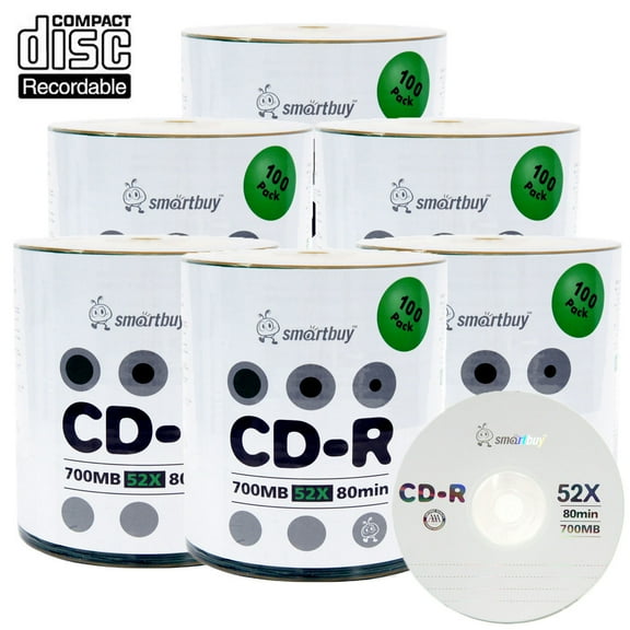 600 Pack Smartbuy 52X CD-R 700MB 80Min Logo (Non-Printable) Data Blank Media Recordable Disc