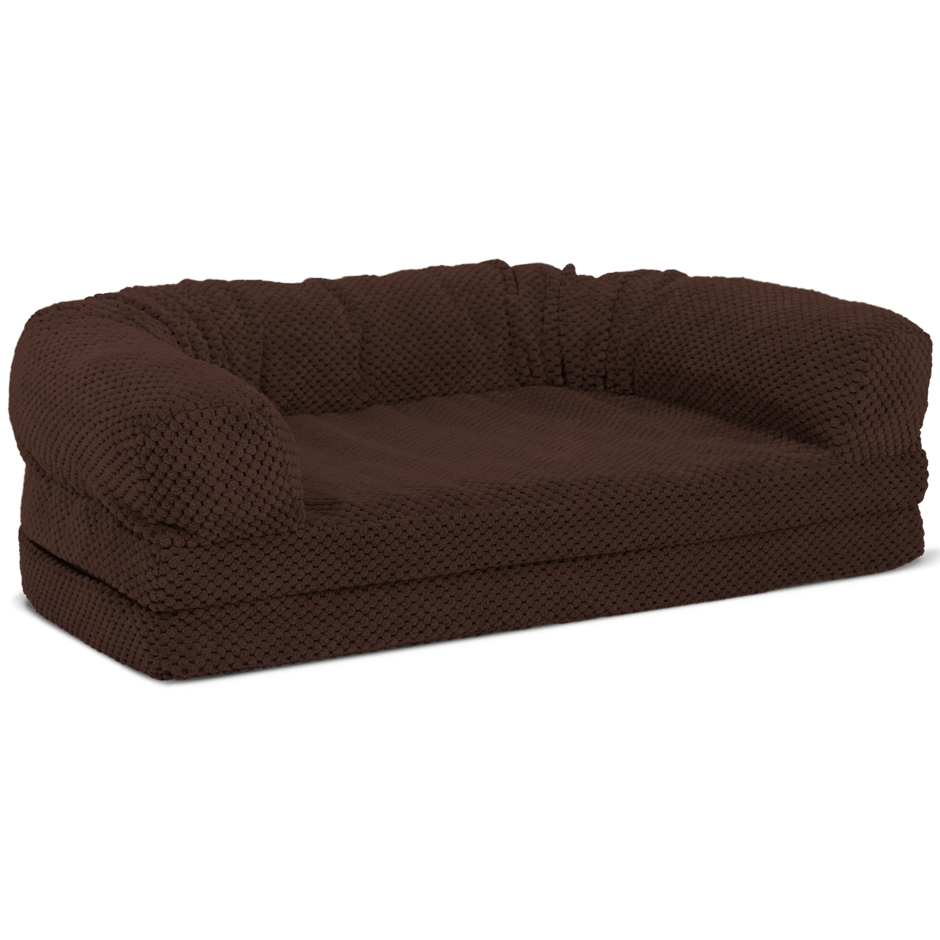 Precious Tails Chenille Round Sofa Fold Out Orthopedic Pet Dog Bed