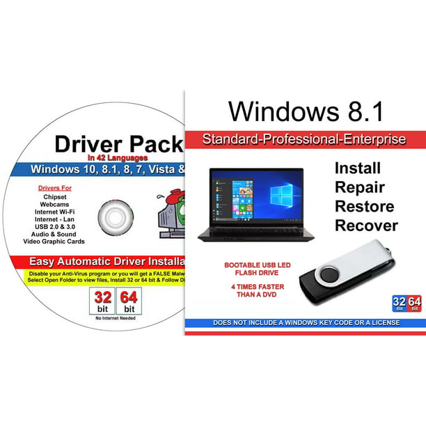 Microsoft Windows All Versions Repair Install Restore & Recover 32/64 Bit USB Flash Drive For Legacy Bios Plus Windows Drivers DVD - Walmart.com