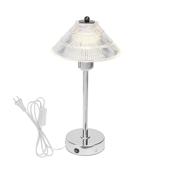 KAYYELAMP 9.8ft Plug in Cord Lighting Clear Glass Shade Silver Metal Table Lamp Modern Style for Bedsides Sofa-Side Multi-Purpose Lighting Fixture