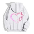 thumbnail image 4 of Zip Up Hoodie Women Oversized Y2k Pink Ribbon Printed Sweatshirt Casual Long Sleeve Fleece Jacket Lightweight Fall Hoodies with Pockets (White, XL), 4 of 6