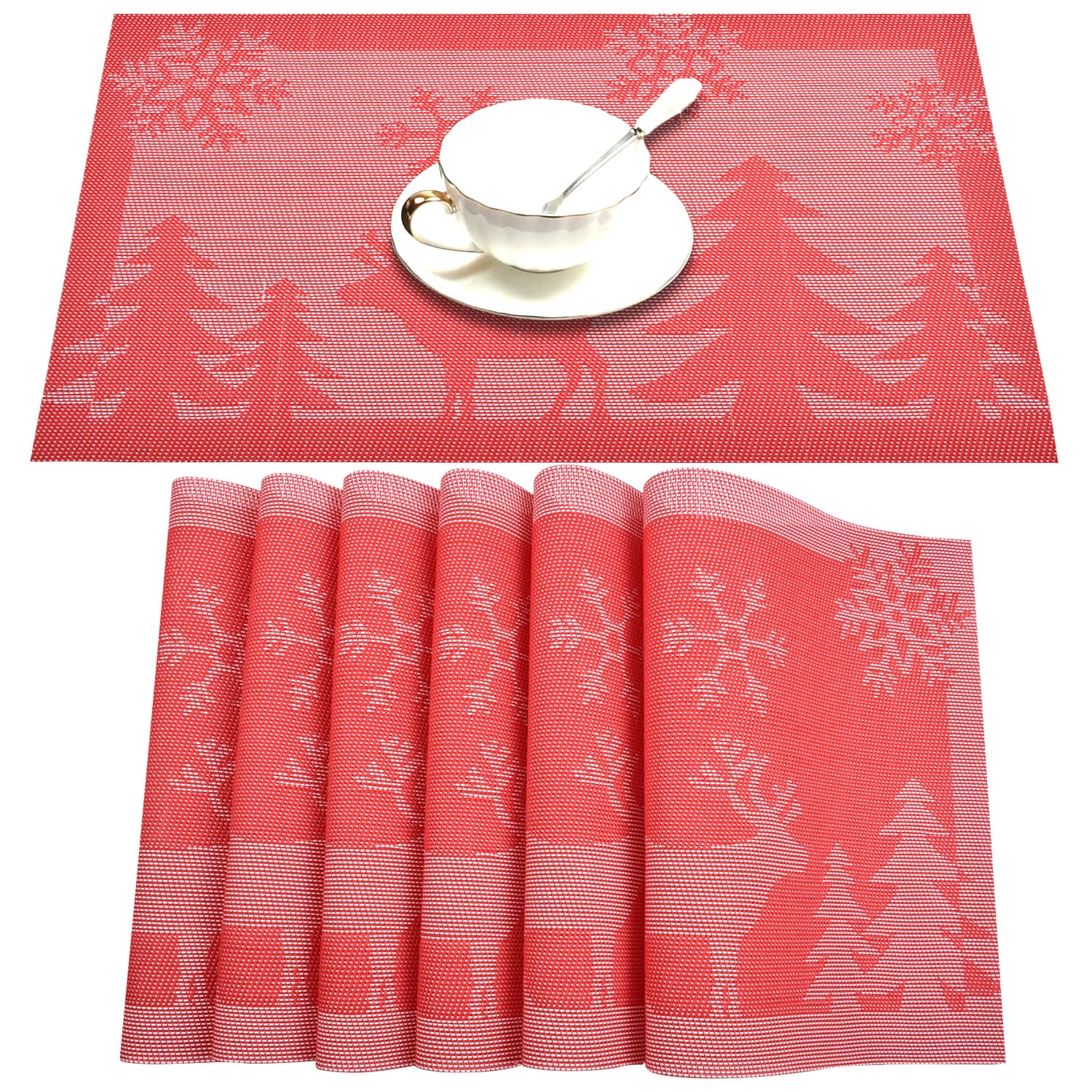 Placemats Set of 6 for table, Christmas placemats, 12in x 18in