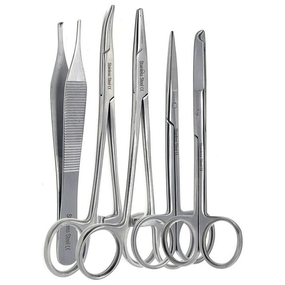 5 Pcs Lab Scissors and Forceps Set, Stainless Steel
