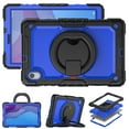 thumbnail image 5 of Lenovo Tab M10 HD 2nd Gen 10.1 Inch 2020 Case TB-X306F / TB-X306X with Pencil Holder + Built-in Kickstand + 360° Rotating Handle + Screen Protector Film, 3 Layer Rugged Heavy Duty Case, Blue+Black, 5 of 9