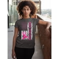 thumbnail image 3 of Breast Cancer Back The Pink American Flag US Women's T-shirt, M, Charcoal, 3 of 4