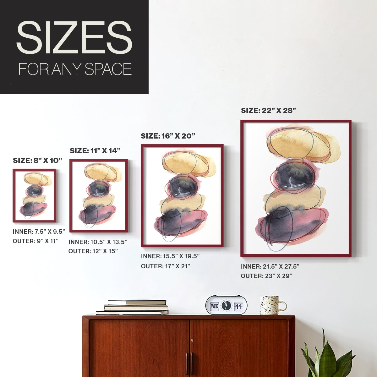 Balancing Act II Framed Print in Red Solid Wood Framed Print No Nail Hanging