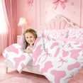 thumbnail image 3 of meiyoeat Pink Cow Print Full Size Comforter Sets,Girly Bow Bedding Comforter Set For Girl,Reversible,3-Piece,1 Comforter and 2 Pillowcases, 3 of 7