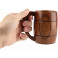 thumbnail image 5 of Nib 13 oz Wooden Beer Cup Gifts for Men Women Tankard Vintage Viking Cup Big Capacity Tea Water Classic Wood Drinking Mug Handmade Unique Coffee Mug for Dad Husband Camping Outdoor Fancy Mug, 5 of 9