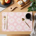 thumbnail image 2 of Pink Daisy Placemats Set of 6 Spring Floral Elegant Pastoral Botanical Place Mats Indoor Wipeable Table Mats Washable Cloth Dining Table Placemats for Kitchen Holiday Party Home Decor 13x19 Inch, 2 of 9