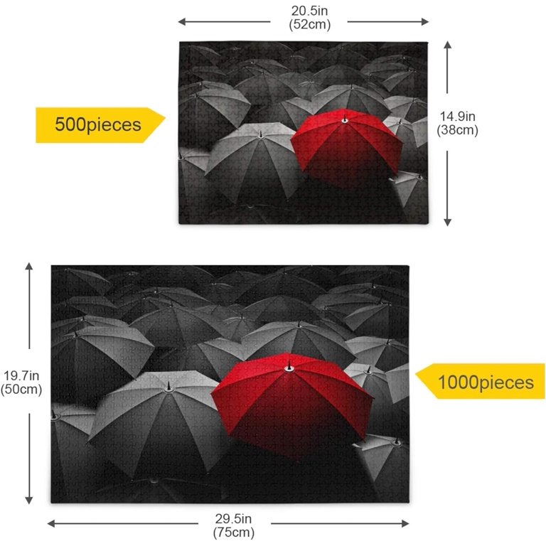 Jigsaw Puzzle 1000 Piece Red Umbrella Among Many Black Umbrellas