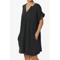 thumbnail image 3 of Robe Mini Babydoll en Gaze de Coton à Manches Courtes Col en V Décontractée pour Femmes, 3 of 7