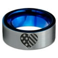 thumbnail image 2 of Tungsten Racing Flag Band Ring 8mm Men Women Comfort Fit Blue Flat Cut Brushed Gray Polished Nascar Formula 1 Monster Truck Drag Checkered, 2 of 4