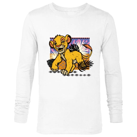 Disney The Lion King 30th Anniversary Wood Block Style Simba - Long Sleeve T-Shirt for Men - Customized-White