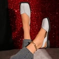 thumbnail image 3 of Rokment Metallic Glitter Closed Toe Mules Slingback Dressy Sandals for Women Stylish Casual Square-Toe Chunky Low Heels Slip on Walking Loafers Summer Fall Flat Dress Shoes Silver Size 9, 3 of 7