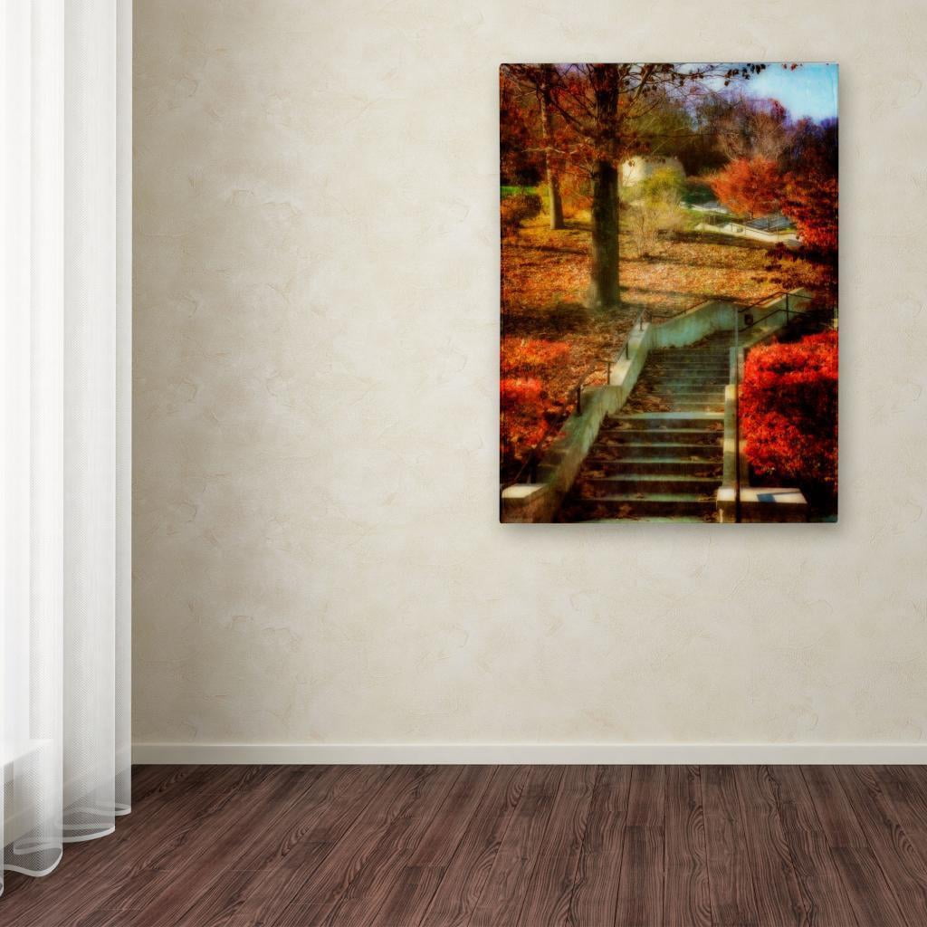 Trademark Fine Art "Autumn Stairway" Canvas Art by Lois Bryan