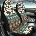 thumbnail image 4 of Yuyamidu Brown Cow Print Car Seat Covers Full Set of 2 Pcs Southwest Aztec Auto Front Seat Covers Waterproof Vehicle Interior Accessories, 4 of 6