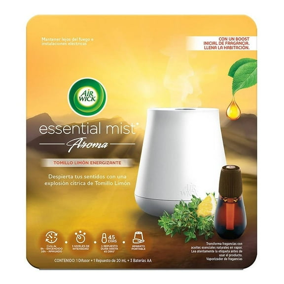 Vaporizador de fragancias Air Wick essential mist tomillo limón energizante + repuesto 20 ml