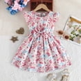 thumbnail image 2 of Toddler Girl Dress Summer Western Style Short Sleeved Small Floral Shawl Princess Style Tutu Dress Baby,Pink,3-4 Years, 2 of 5