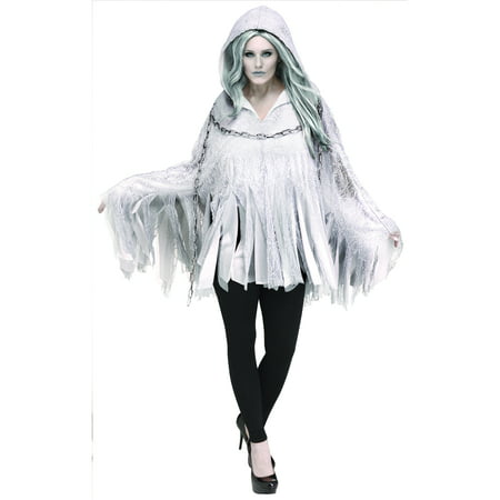 Womens Marley Ghost Hooded Poncho Costume One Size
