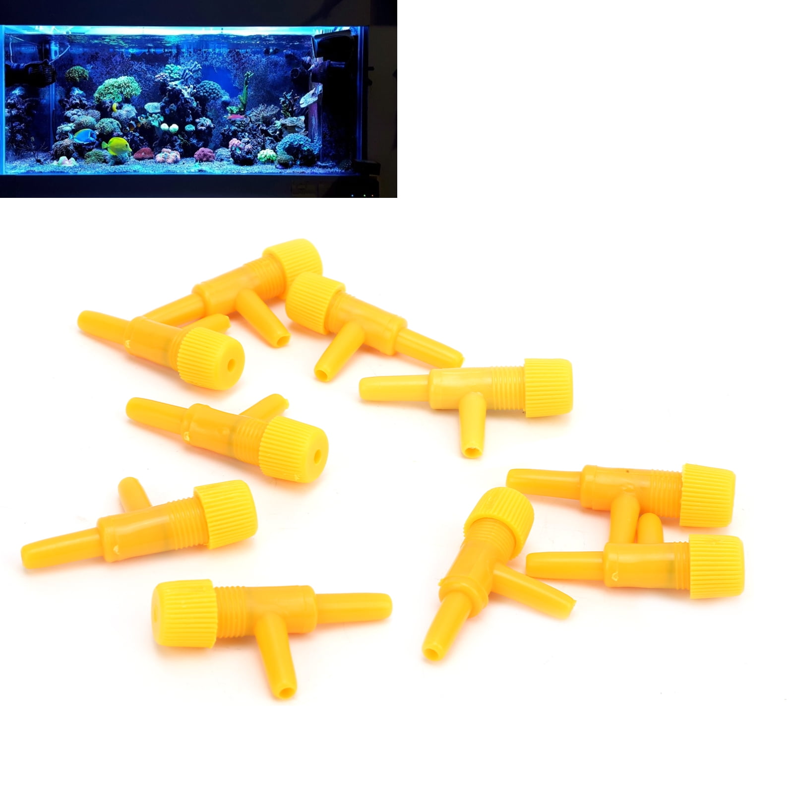 Fugacal Aquarium Air Valve T Shape Plastic 2‑Way Connector Air Pump