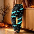 thumbnail image 5 of WULMLEO Halloween Funny Trousers for Men Corduroy Printed Graphic Skeleton Baggy Drawstring High Waisted Fall Pajamas Casual Spooky Witch Pants with Pockets Cyan 2XL, 5 of 5