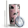 thumbnail image 2 of 20 Oz Boston Terrier Dogs and Flowers Coffee Tumbler Double Wall Insulated Stainless Steel Water Bottle | Metal Reusable Thermoses Flask with Cup Cap | Leak & Sweat Proof with Anti-Dust Lid, 2 of 7
