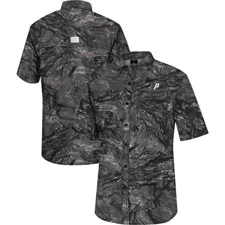 Men s Colosseum Charcoal Providence Friars Realtree Aspect Charter Full-Button Fishing Shirt