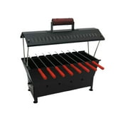Fabrilla Hut Shaped Barbeque with 8 Skewers Charcoal Grill Compact BBQ Black Iron Barbecue
