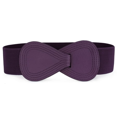 - Unique Bargains Purple Stretchy Interlock Buckle Lady High Waist Belt