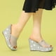 thumbnail image 2 of Sandalias de cuña con plataforma y purpurina para mujer Plata 37, 2 of 5