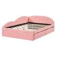 thumbnail image 3 of Bellemave Full Szie Upholstered Daybed with Storage Drawers, PU Leather Daybed Frame with Cloud Shaped Guardrail, Modern Storage Sofa Bed for Bedroom, Living Room (Pink), 3 of 9
