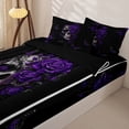 thumbnail image 3 of Homewish Bohemian Skull Skeleton Zipper Twin Comforter Sets with Fitted Sheet and 2 Pillowcases,Goth Rose Butterfly Zipper Bedding Set,Halloween Bed Set,Black Reversible,4pcs, 3 of 8
