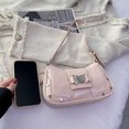 thumbnail image 3 of Yucurem PU Leather Chic Hobo Bag Adjustable Strap Women Y2K Messenger Bag (Pink), 3 of 8
