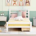 thumbnail image 2 of Twin Bed Frame with Storage Drawers, Wood Platform Bed Frames with Headboard for Kids, Twin Size Storage Bed No Box Spring Needed (White), 2 of 9